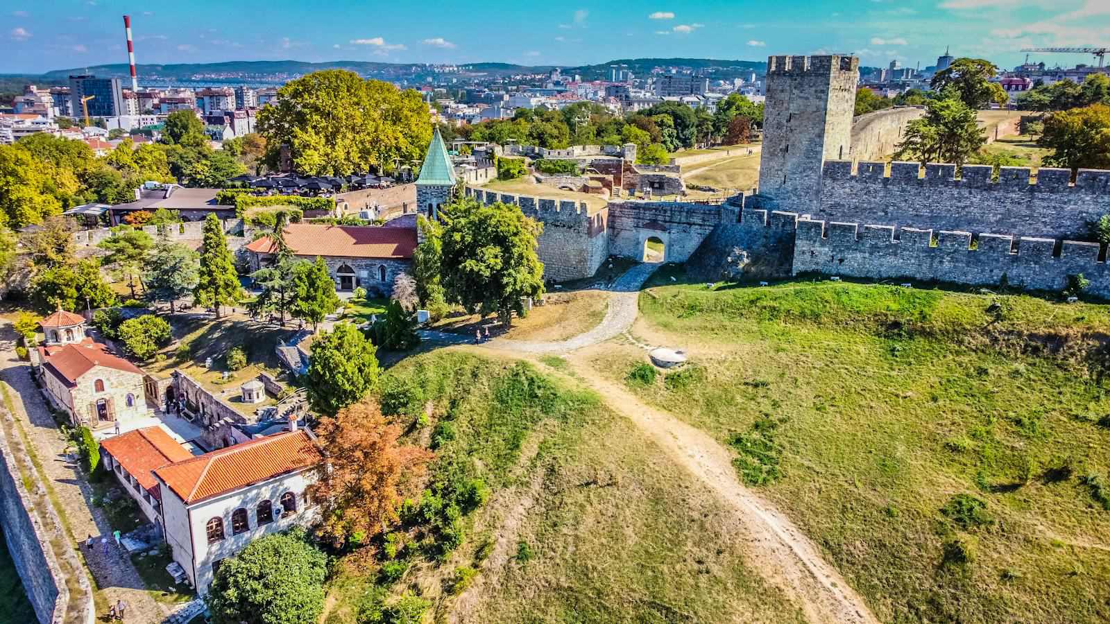 Pogled iz vazduha na Beograd i Kalemegdan